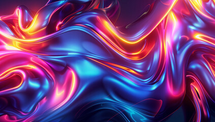 Abstract neon fractal wallpaper with space