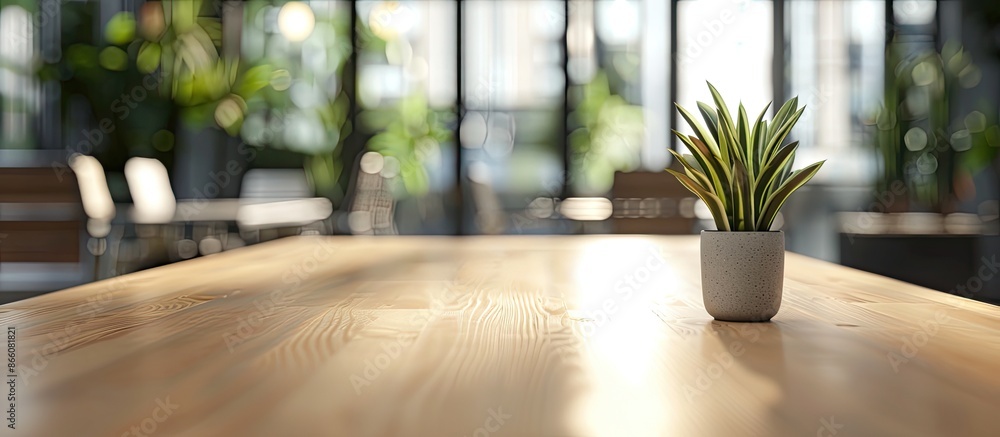 Poster Blurry office background enhances the table top with a copy space image.