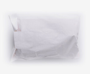 White blank package with label on white background