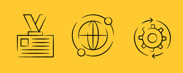 Meeting web icon set in line style. Conference, team, brainstorm, seminar, interview, collection. Vector illustration. Editable stroke