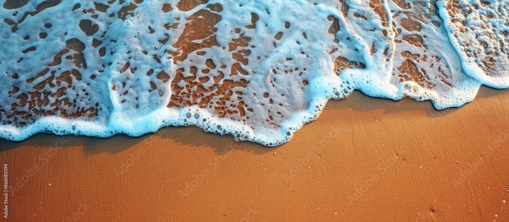 Aufkleber a gentle wave gently rolls onto the sandy beach in the summertime, providing a serene backdrop for s