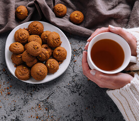 Cozy tea time with homemade cookies