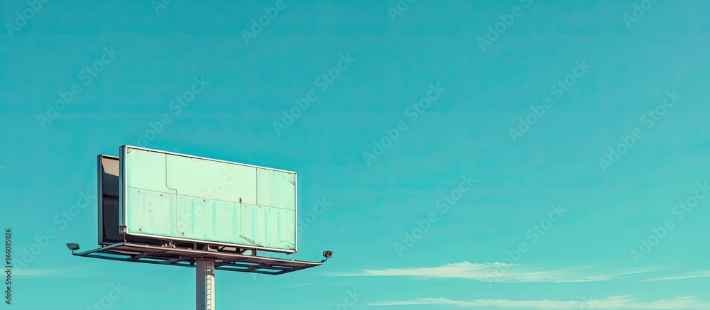 Aufkleber An empty billboard against a clear blue sky, perfect for displaying a new advertisement with copy space image.