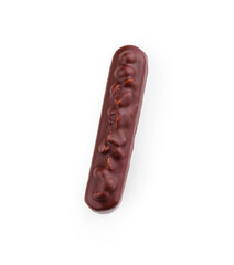 Elegant chocolate Eclair on white background