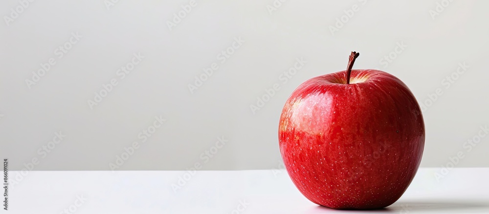 Poster red apple with copy space image isolated on a white background.
