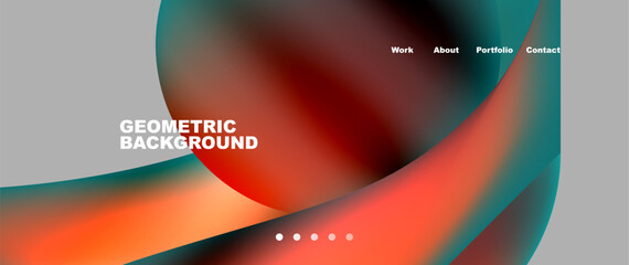 Web page design with geometric elements - circle and wave. Techno art concept. Vector Illustration For Wallpaper, Banner, Background, Card, Book Illustration, landing page