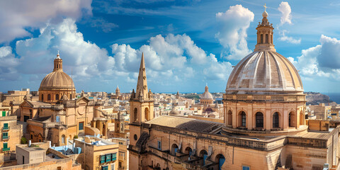 Obraz premium Dome of churche of Our Lady of Mount Carmel, Valletta, Capital city of Malta