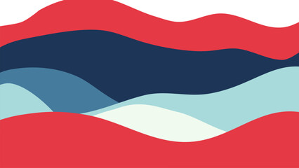 Fototapeta premium 6 hand drawn waves Navy and red pastel wallpaper. Flat design fullcolor abstract illustration. design Navy and red color minimalist background 