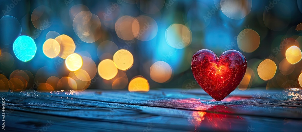 Poster ideal for celebrations, a heart-shaped light blur in the background with plenty of copy space image 