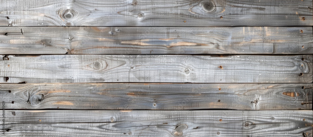 Poster Top view of a weathered wooden background with a light gray color and rustic texture, perfect for a copy space image.