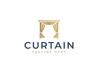 curtain logo vector illustration. luxury curtain logo template