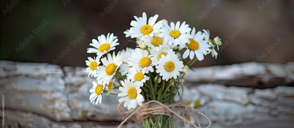 Poster Lovely daisy bouquet with rustic twine accents in a copy space image.