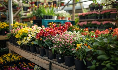 Flower Market. Lots of bouquets and different colours all filled with the scent of fresh flowers