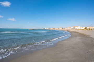 Saint marie de la mer mit dem Sandstrand im Vordergrund