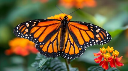 Obraz premium Captivating Monarch Butterfly Resting on a Vibrant Flower
