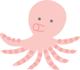 淡い色のかわいいタコのイラスト