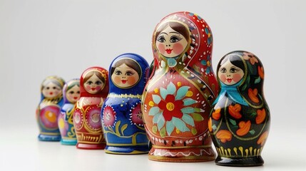 Fototapeta premium Matryoshka doll isolated on white background