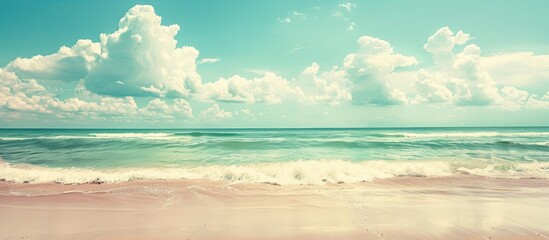 Vintage beach background with retro vibes and copy space image available.