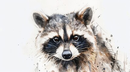 Animal racoon  handdrawing are made using the watercolor technique Genereative AI