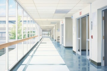 Hospital architecture corridor building.