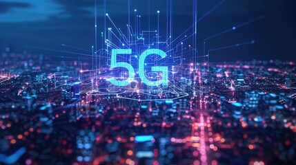 5G wireless network, high speed internet, cloud computing or connect diagram technology, Data storage, service, synchronize, online, financial, Connectivity global, smart city
