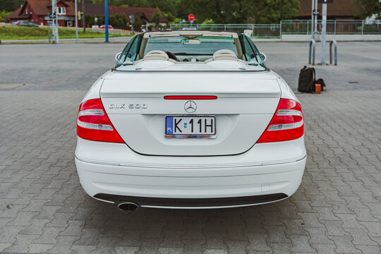  POLAND, Krak&oacute;w - May 19, 2024 - Mercedes-Benz CLK 500 Cabrio. German car. German automotive industry. German car industry. Car details.