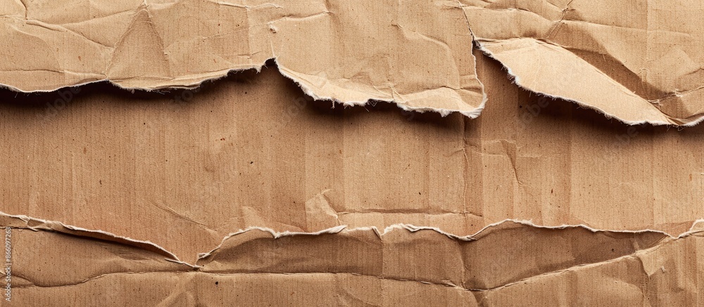 Aufkleber torn brown corrugated or cardboard sheet texture paper background with copy space image.