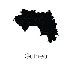 Guinea Map Vector Illustration - Silhouette, Outline, Guinea Travel and Tourism Map
