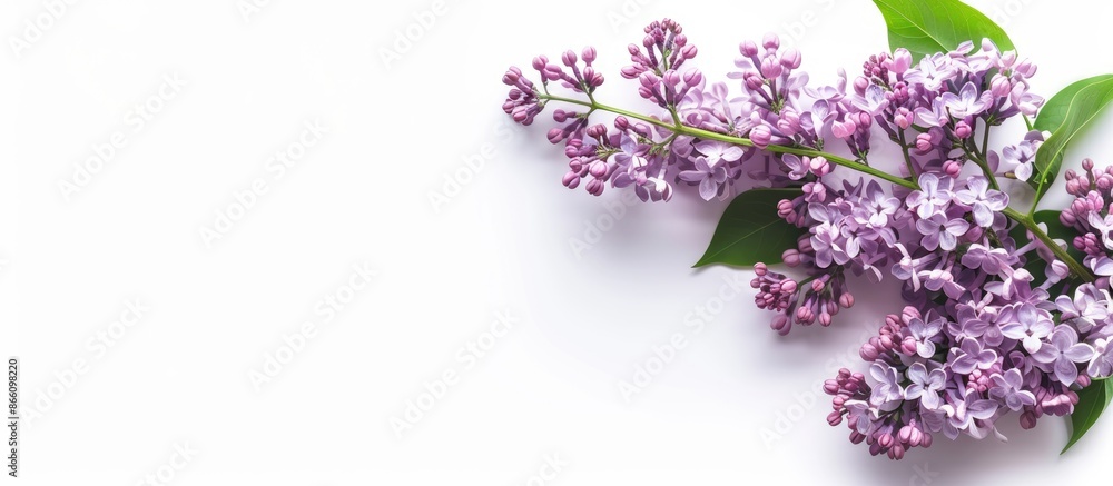 Aufkleber close-up view of a blossoming lilac branch isolated on a white background, perfect for design mock-u