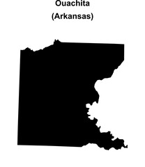 Ouachita County (Arkansas) blank outline map