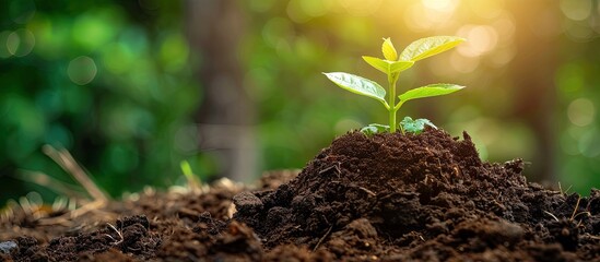 A mound of soil serves as a blank canvas image for nature's creative potential and growth. image with copy space