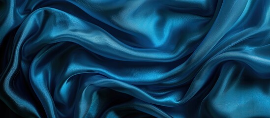 Obraz premium High-resolution photograph of a silk fabric in deep blue shades resembling Bondi blue, suitable for decorating with a textured pattern providing copy space image.