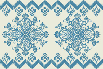 Ikat floral paisley embroidery seamless pattern on background. Ikat ethnic oriental pattern traditional. Aztec style abstract vector illustration. design for ikat fashion texture,fabric,clothing,wrap