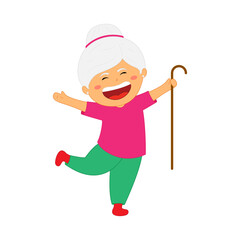 Vector illustration of happy grandmother on transparent background