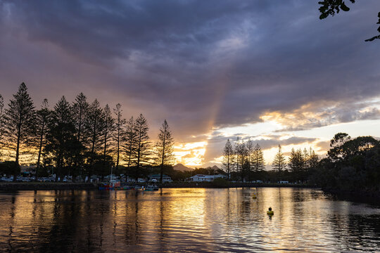 Sunset over the river at Brunswick Heads