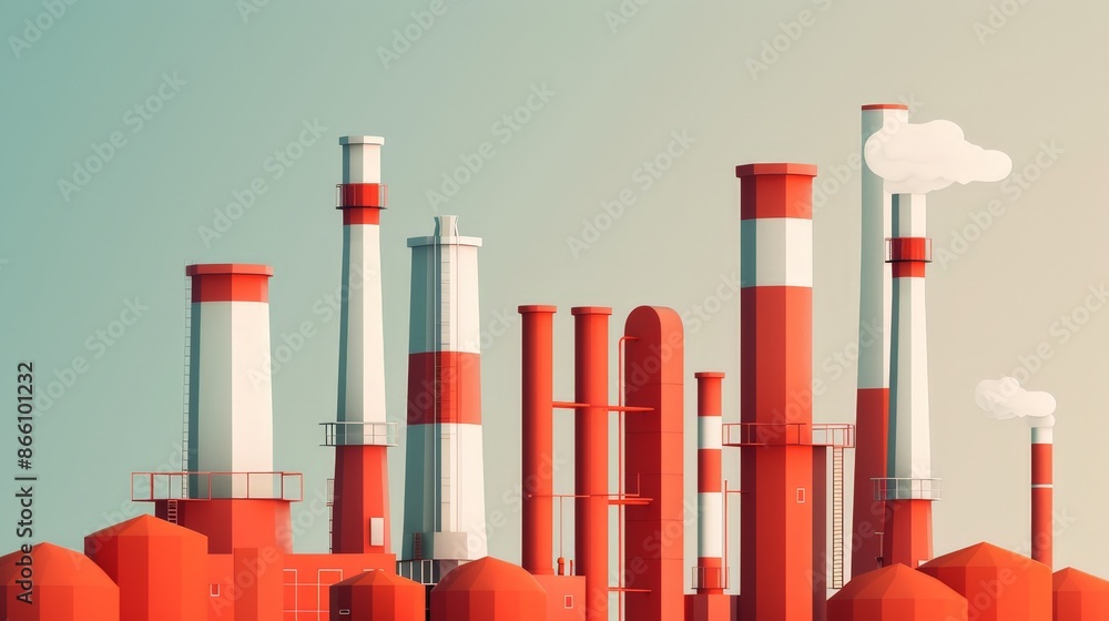 Poster modern industrial building with geometric design elements on minimalist background showcasing practi