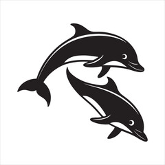 Obraz premium Dolphin silhouette design vector Art & Illustration AI Technology 