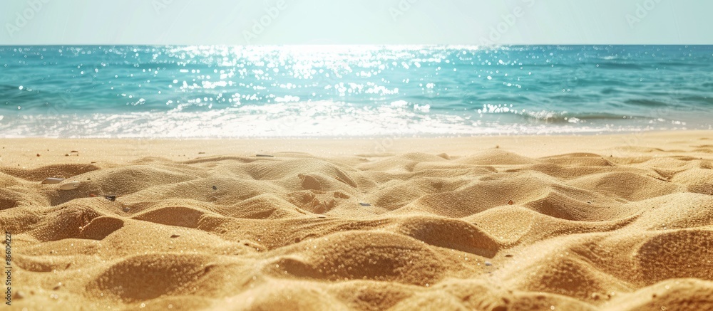 Poster background of a stunning sandy beach with ample copy space image for text additions.