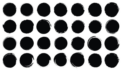 Big set of grunge round shapes. Brush strokes frame elements, frames for design. circle brush strokes, hand drawn paint brush circle logo frame – for stock