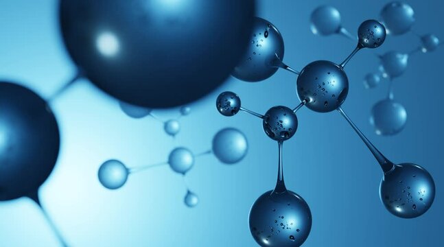 Details of particles or molecules floating slowly in the air seen photorealistically, analyzed with microscopes for biochemical and DNA research in futuristic scientific laboratories, 3D Animation.