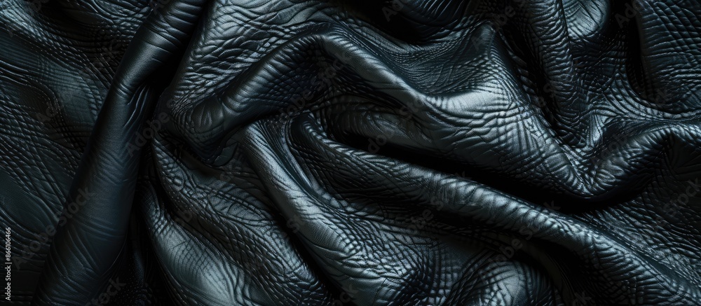 Poster close-up detailed top-view shot of a dark leather abstract background with ample copy space image.