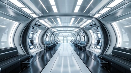 Obraz premium Futuristic Spaceship Corridor Interior Design