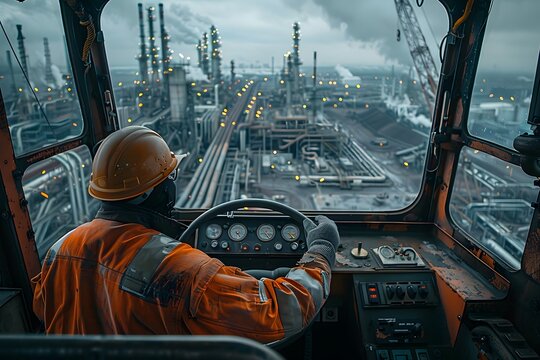 engineer at work in crane operator