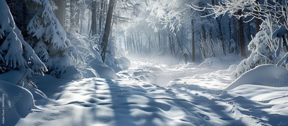 Poster snow with dark shadows contrasting on top, creating a picturesque scene with plenty of copy space im