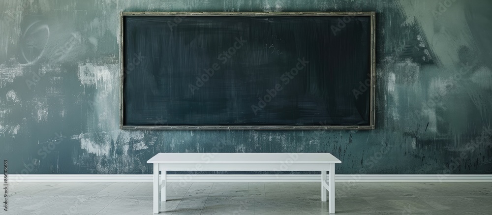Aufkleber school classroom with a white table placed in front of a blackboard, suitable for a copy space image