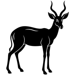 Antelope full body silhouette vector icon illustration