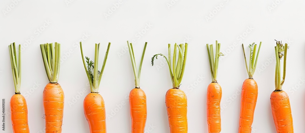 Poster carrots arranged with a white background for copy space image.