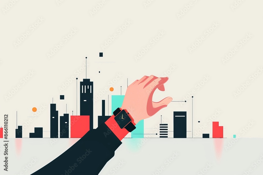 Poster futuristic smart wearable technology in 2d flat illustration with modern design and advanced microch