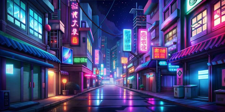 Neo Lights, neon signs are lit up on a city street at night, japanese neon signs, neon tokyo, cyberpunk streets in japan, japanese city at night, futuristic cyberpunk tokyo night, japanese downtown, j