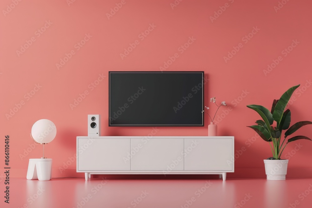 Poster futuristic smart entertainment system with advanced microchip technology in 2d flat illustration.